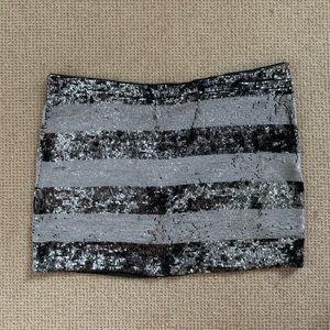 Haute Hippie Striped Sequenced Mini Skirt